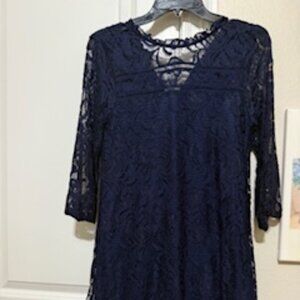 all lace navy blue dress